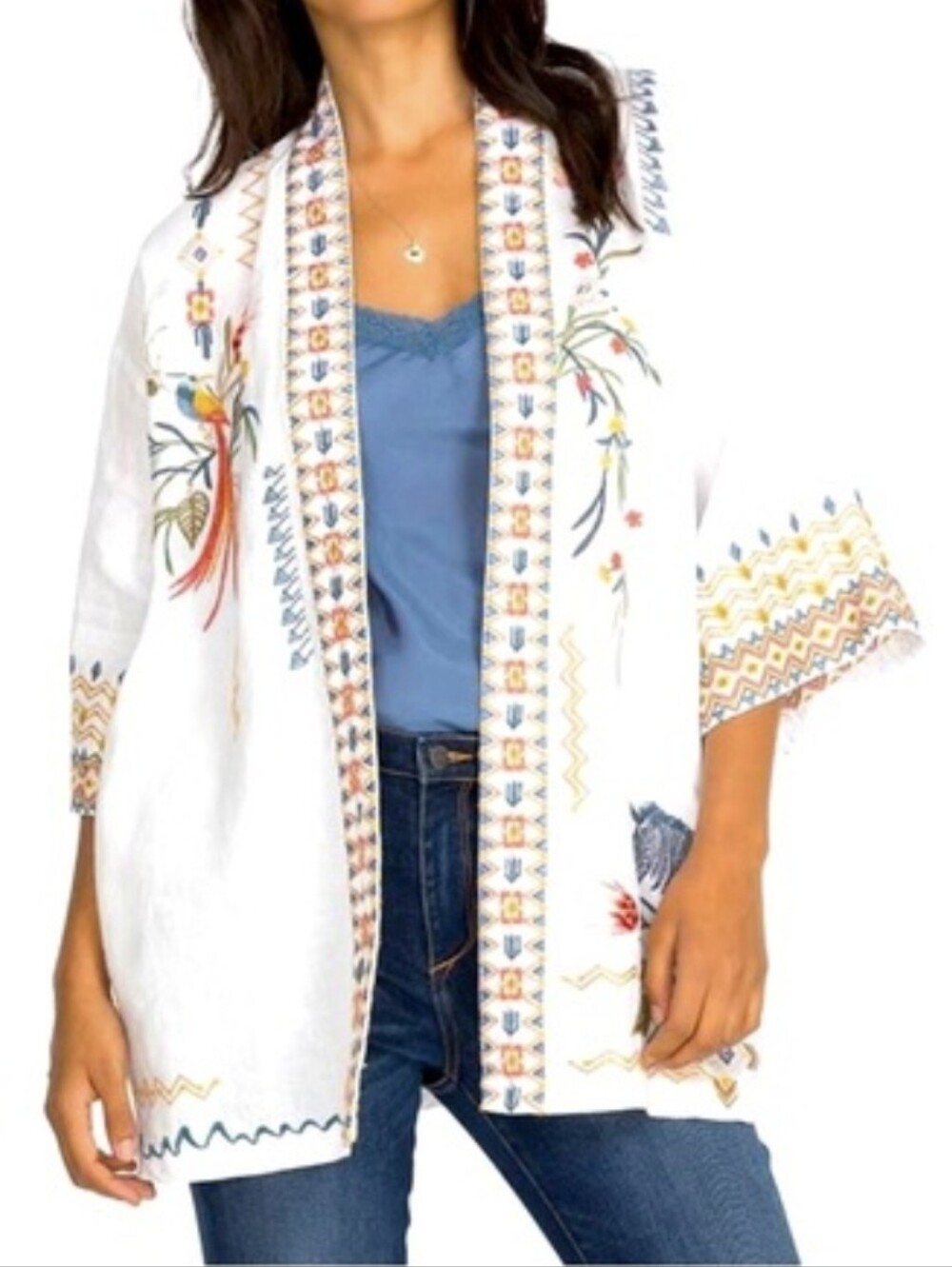 Johnny Was Watipaso Linen Open Front Kimono / Cardigan - Size L